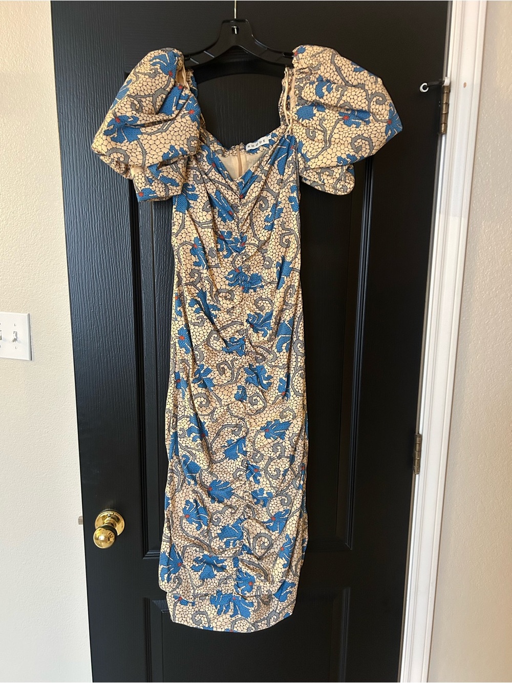 Rhode Tess  Floral Puff-Sleeve Midi Dress